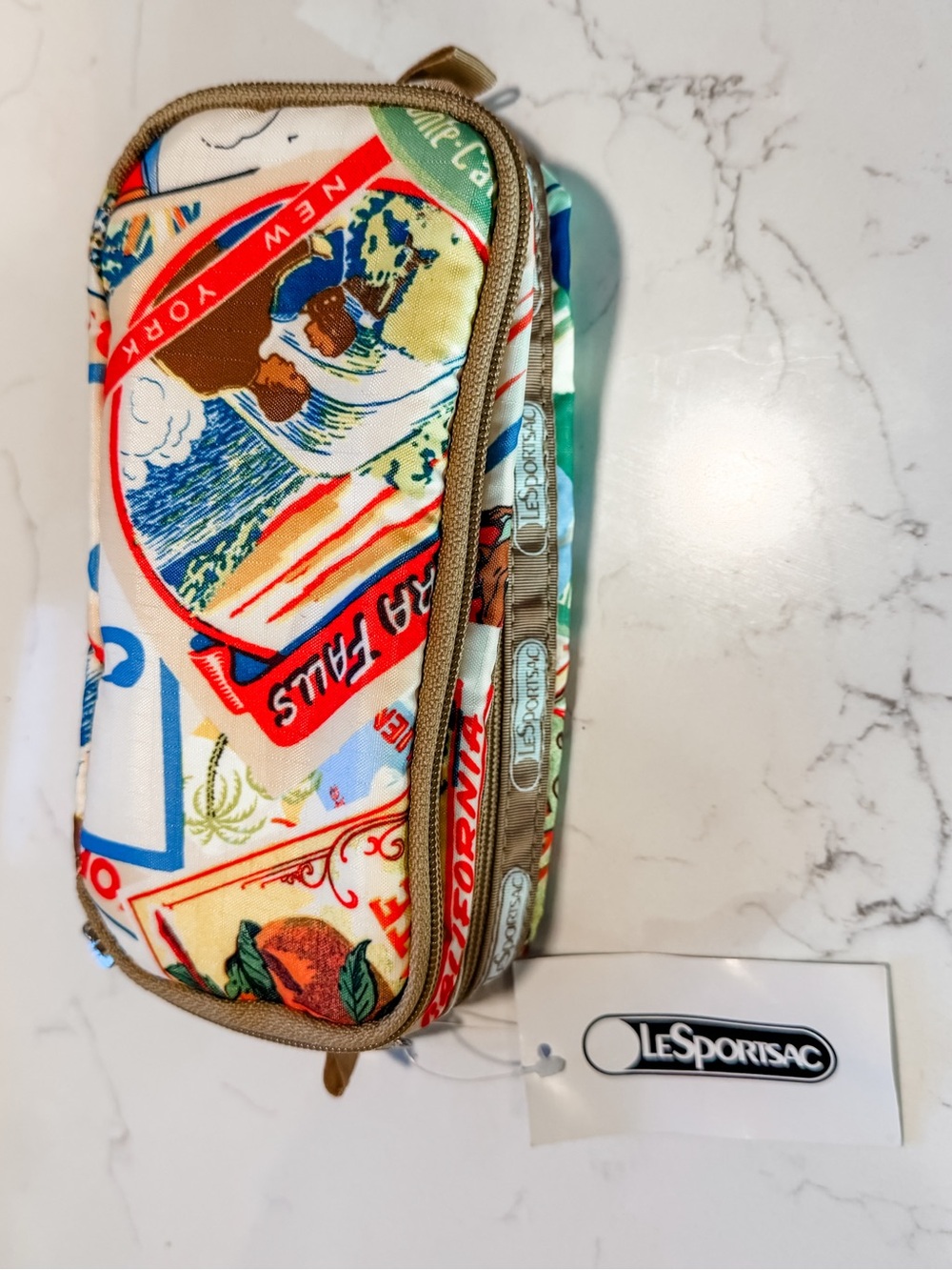 NWT LeSportsac Kevyn Tour Toiletry/Cosmetic Pouch - Postcard Hawaii Print
